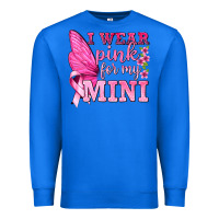 True Royal I Wear Pink For My Mini with Butterfly Premium Sweatshirt - texasbilliewilder
