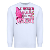 White I Wear Pink For My Mini with Butterfly Premium Sweatshirt - texasbilliewilder