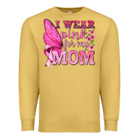 Antique Gold I Wear Pink For My Mom with Butterfly Premium Sweatshirt - texasbilliewilder