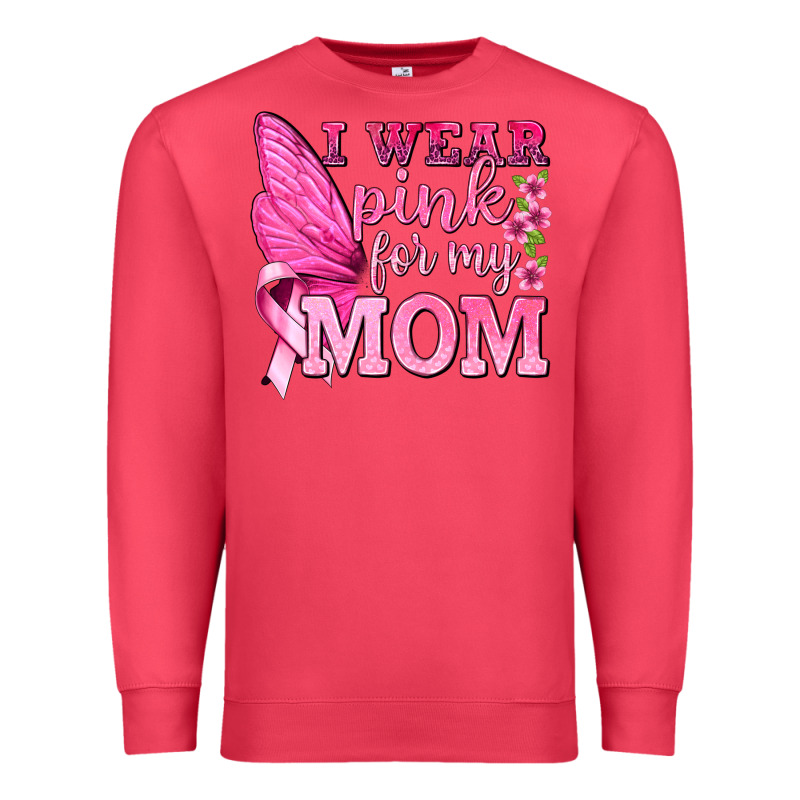 I Wear Pink For My Mom With Butterfly Premium Sweatshirt by texasbilliewilder | Teevron