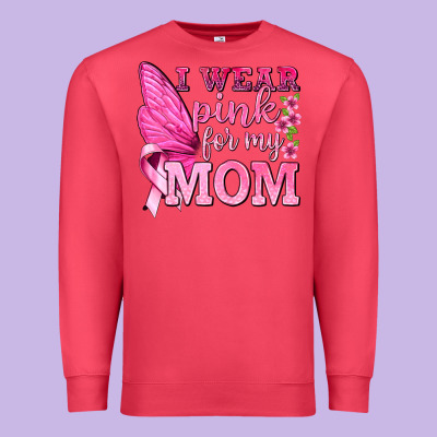 I Wear Pink For My Mom With Butterfly Premium Sweatshirt Designed By Texasbilliewilder