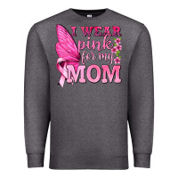 Charcoal Heather I Wear Pink For My Mom with Butterfly Premium Sweatshirt - texasbilliewilder
