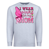 Heather Grey I Wear Pink For My Mom with Butterfly Premium Sweatshirt - texasbilliewilder