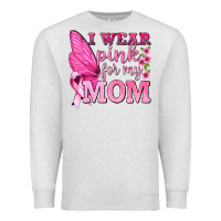 Oatmeal Heather I Wear Pink For My Mom with Butterfly Premium Sweatshirt - texasbilliewilder