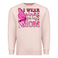 Pale Pink I Wear Pink For My Mom with Butterfly Premium Sweatshirt - texasbilliewilder