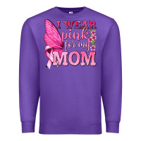 Purple I Wear Pink For My Mom with Butterfly Premium Sweatshirt - texasbilliewilder