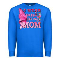 True Royal I Wear Pink For My Mom with Butterfly Premium Sweatshirt - texasbilliewilder