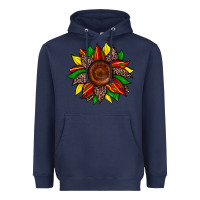 Navy juneteenth leopard sunflower Heavyweight Hoodie - Zillion Design Studio