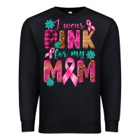 Black I Wear Pink For My Mom with Butterfly Premium Sweatshirt - texasbilliewilder
