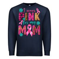 Navy I Wear Pink For My Mom with Butterfly Premium Sweatshirt - texasbilliewilder