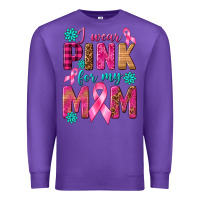 Purple I Wear Pink For My Mom with Butterfly Premium Sweatshirt - texasbilliewilder