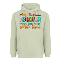 Matcha this teacher wears her heart on her sleeve Heavyweight Hoodie - texasbilliewilder