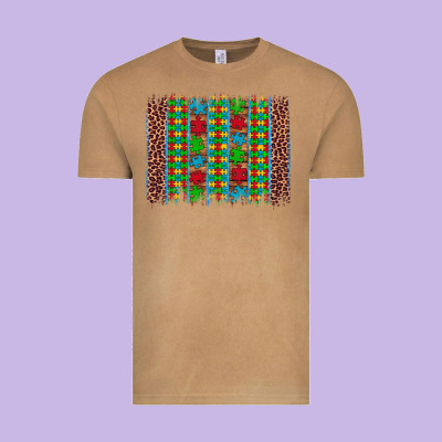 Autism Awareness Leopard Puzzle Brush Stroke Vintage Tee Designed By Artiststas