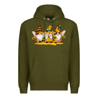 Army Green western bee gnomes beehive honey sunflowers Premium Hoodie - Artiststas
