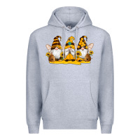 Heather Grey western bee gnomes beehive honey sunflowers Premium Hoodie - Artiststas
