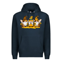 Navy western bee gnomes beehive honey sunflowers Premium Hoodie - Artiststas