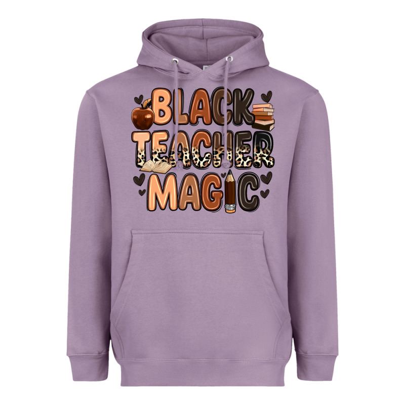 Black Teacher Magic Heavyweight Hoodie by Zillion Design Studio | Teevron