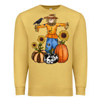 Antique Gold pumpkin sunflower fall scarecrow Premium Sweatshirt - RanaPortraitStore