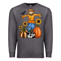 Charcoal Heather pumpkin sunflower fall scarecrow Premium Sweatshirt - RanaPortraitStore