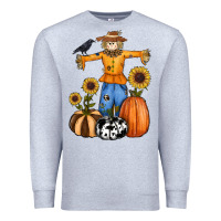 Heather Grey pumpkin sunflower fall scarecrow Premium Sweatshirt - RanaPortraitStore