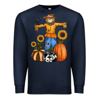 Navy pumpkin sunflower fall scarecrow Premium Sweatshirt - RanaPortraitStore