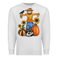 Oatmeal Heather pumpkin sunflower fall scarecrow Premium Sweatshirt - RanaPortraitStore