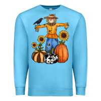 Ocean Blue pumpkin sunflower fall scarecrow Premium Sweatshirt - RanaPortraitStore