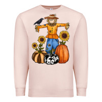 Pale Pink pumpkin sunflower fall scarecrow Premium Sweatshirt - RanaPortraitStore