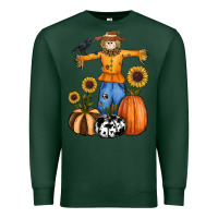 Sports Green pumpkin sunflower fall scarecrow Premium Sweatshirt - RanaPortraitStore