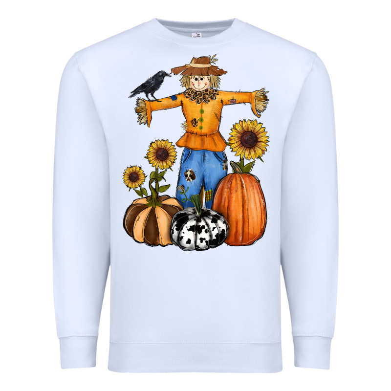 Pumpkin Sunflower Fall Scarecrow Premium Sweatshirt by RanaPortraitStore | Teevron