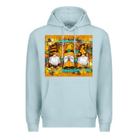 Blue Mist western bee gnomes  honeycomb  leopard turquoise wooden serape Premium Hoodie - Artiststas