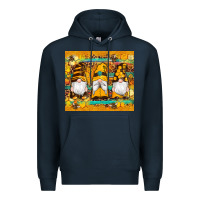 Navy western bee gnomes  honeycomb  leopard turquoise wooden serape Premium Hoodie - Artiststas