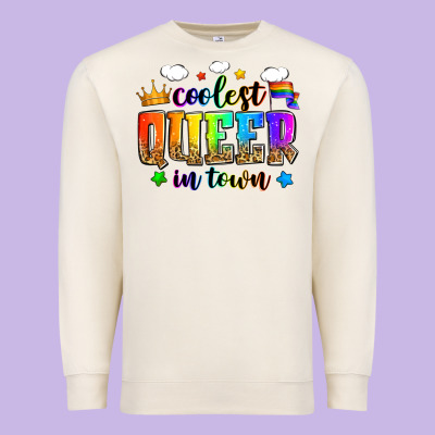 Coolest Queer In Town Premium Sweatshirt Designed By Zillion Design Studio