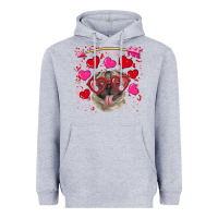 Heather Grey valentine's day  pug Heavyweight Hoodie - RanaPortraitStore