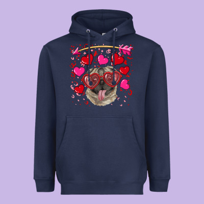 Heavyweight Hoodie valentine's day  pug