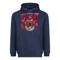 Navy valentine's day  pug Heavyweight Hoodie - RanaPortraitStore