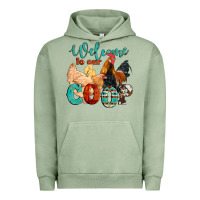 Pigment Oil Green welcome to our coop Urban Hoodie - Artiststas