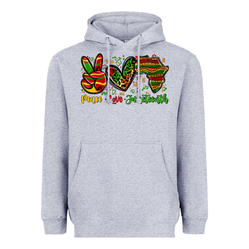 Peace Love Juneteenth Heavyweight Hoodie by Zillion Design Studio | Teevron