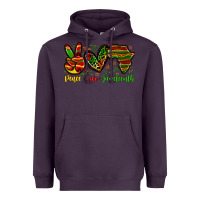 Plum peace love juneteenth Heavyweight Hoodie - Zillion Design Studio
