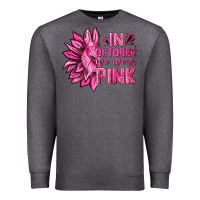 Charcoal Heather In October We Wear Pink Sunflower Premium Sweatshirt - texasbilliewilder