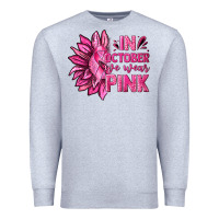 Heather Grey In October We Wear Pink Sunflower Premium Sweatshirt - texasbilliewilder