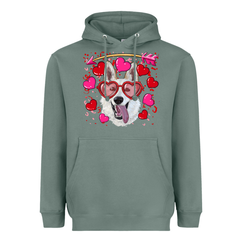 Valentine's Day  White Shepherd Heavyweight Hoodie by RanaPortraitStore | Teevron