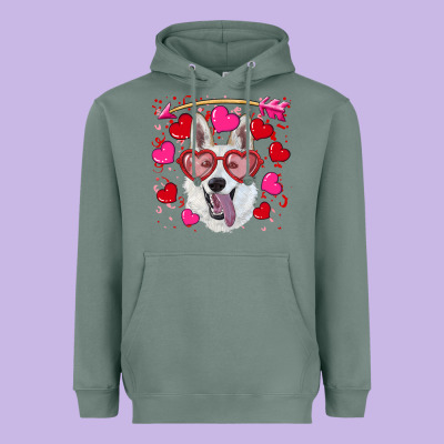 Heavyweight Hoodie valentine's day  white shepherd