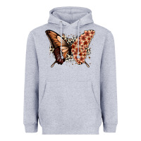 Heather Grey melanin  butterfly Heavyweight Hoodie - Zillion Design Studio