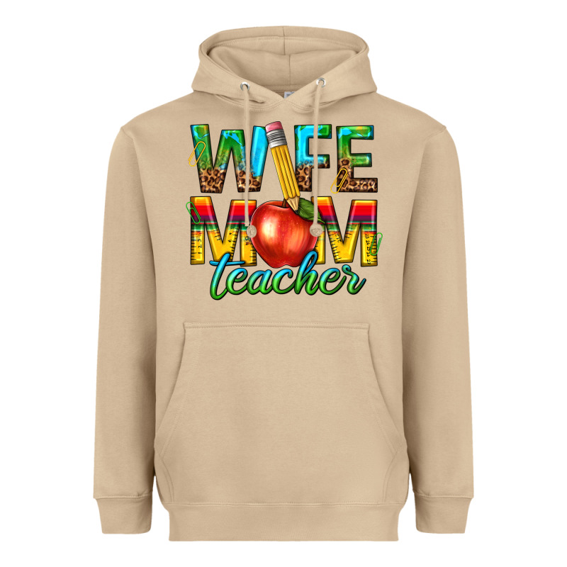 Wife Mom Teacher Heavyweight Hoodie by texasbilliewilder | Teevron