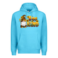 Ocean Blue western bee kind gnomes bee honey sunflowers leopard serape Premium Hoodie - Artiststas