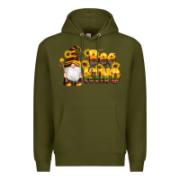 Army Green western bee kind gnomes bee honey sunflowers leopard serape Premium Hoodie - Artiststas