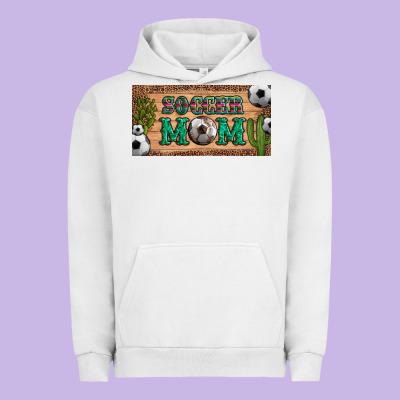 Soccer Mom With Ball And Cactus And Serape Licanse Plate Urban Hoodie Designed By Artiststas