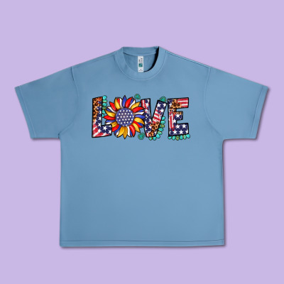 Love Sunflower Usa Flag Leopard Urban Heavy Tee Designed By Artiststas