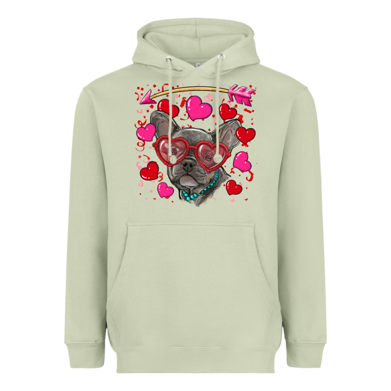 Valentine's Day French Bulldog Puppy Heavyweight Hoodie by RanaPortraitStore | Teevron